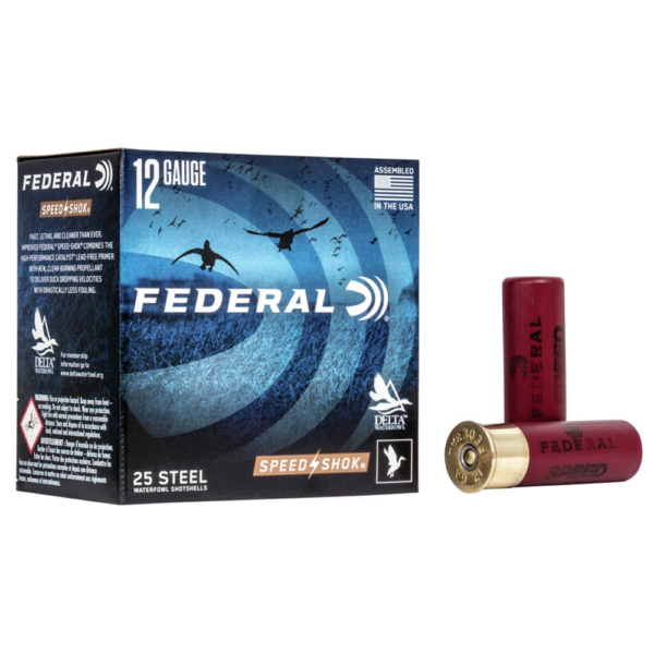 FEDERAL SPEED-SHOK HIGH VELOCITY STEEL 12GA 3″ 1-1/4OZ BB AMMO 25RD