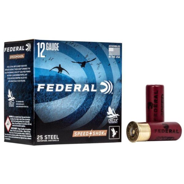 Federal Speed-Shok High Velocity Steel Shotshells 12ga 2-3/4″ 1-1/8oz 1500 fps #2 Shot 25/ct