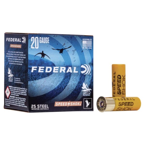 FEDERAL SPEED-SHOK HIGH VELOCITY STEEL 20GA 2-3/4″ 3/4OZ 4 AMMO 25RD