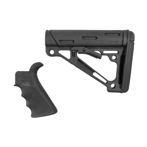 Hogue AR-15/M-16 Kit – Finger Groove Beavertail Grip & Over-Molded Collapsible Buttstock – Mil-Spec Buffer Tube Black