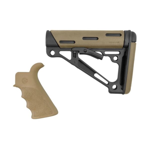 Hogue AR-15/M-16 2-Piece Kit Flat Dark Earth Grip and Collapsible Buttstock – Fits Commercial Buffer Tube