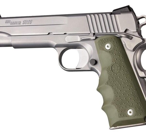 Hogue 1911 Govt. Model Grip with Finger Grooves – OD Green Rubber