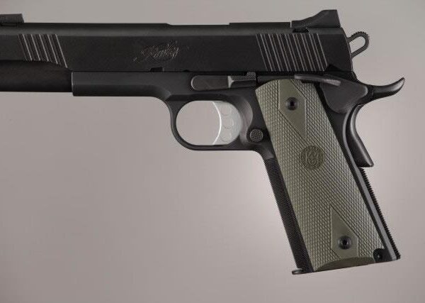Hogue Colt Government Grips .45 1911 Rubber Grips Panels Checkered with Diamonds – OD Green