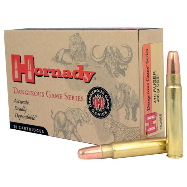 Hornady Dangerous Game Series Rifle Ammunition .416 Ruger 400 gr DGS 2415 fps – 20/box
