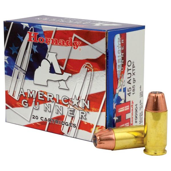 Hornady American Gunner Handgun Ammunition .45 ACP 185 gr XTP 970 fps 20/ct