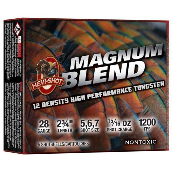 Hevi-Shot Magnum Blend Shotshells 28ga 3″ 1oz 1200 fps #5/#6/#7 5/ct