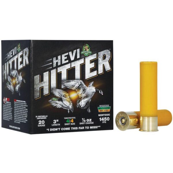 HEVI-Shot HEVI-Hitter Tungsten/Steel Shotshells 20ga 3″ 7/8oz 1450 fps #4 25/ct