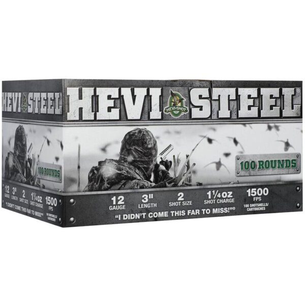 HEVI-Shot HEVI-Steel Shotshells 12ga 3″ 1-1/4oz 1500 fps #2 100/ct