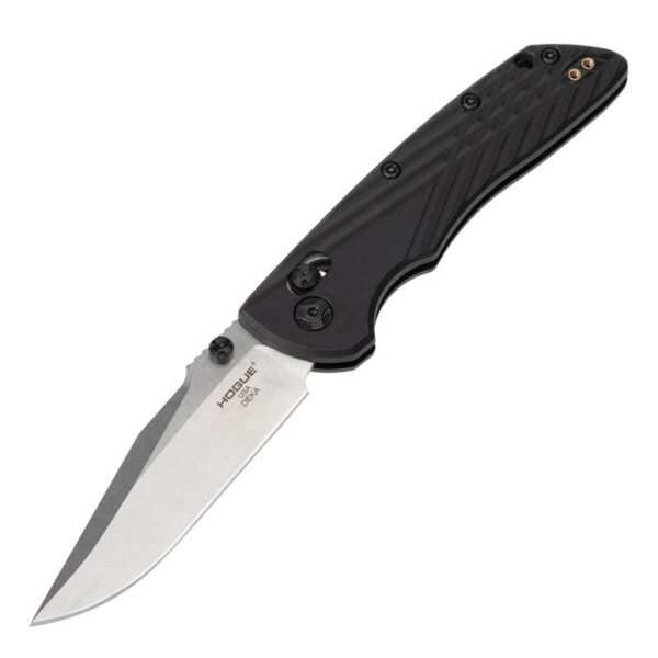 Hogue Deka Manual Folder Knife 3 1/4″ Clip Point Blade Black With Thumb Studs