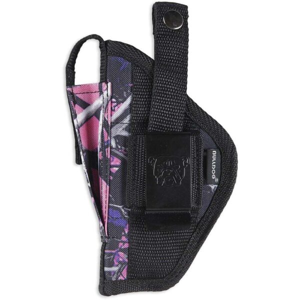 Bulldog Extreme Handgun Holster with Belt Loop and Clip for Sub Compact Autos with 2-3″ Barrels  Muddy Girl Pink Camo Ambi