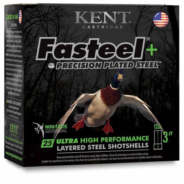 Kent Fasteel + Precision Plated Steel Waterfowl Shotshells 12ga 3″ 1-1/4oz 1450 fps #4 & #6 25/ct