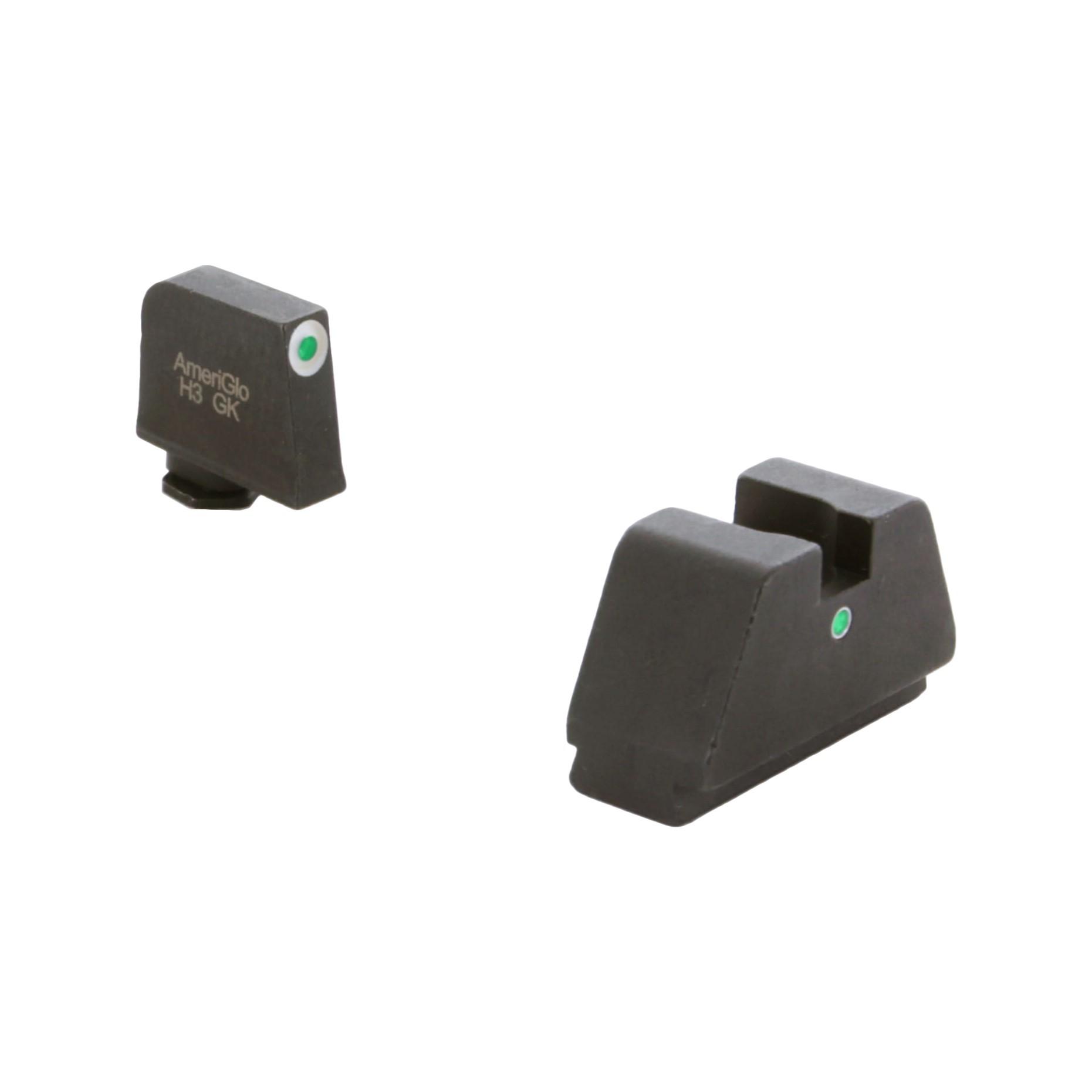 Ameriglo 3XL Tall Green Tritium White Outline Front Black Rear Glock Sights