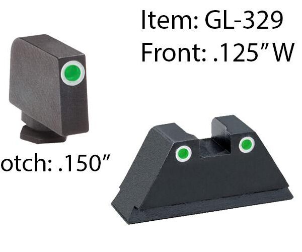 Amerigo Custom Combination Tall Suppressor Height Set – All Glock Models Except 42 43 / Front Tritium – Green / Front Outline -White / Rear Tritium –