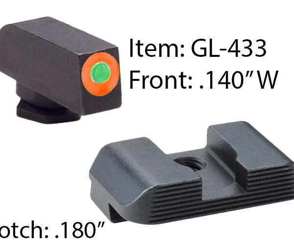 Ameriglo Hackathorn Sight Set for Glock 17-39 Front Tritium – Green / Front Outline – Orange / Rear – Black Serrated