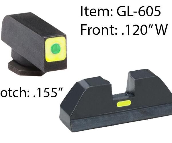 Ameriglo Glock CAP Set For Glock 42 43 – Green Tritium Lime Green Lumi Square Outline Front/Rear