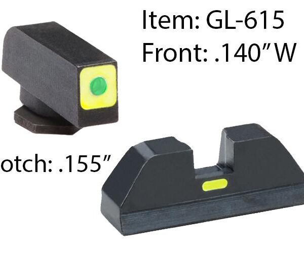 Ameriglo Glock CAP Sight Set For Glock 20 21 29 30 31 32 36 40 41 – Green Tritium Lime Green Lumisquare Outline Front/Rear
