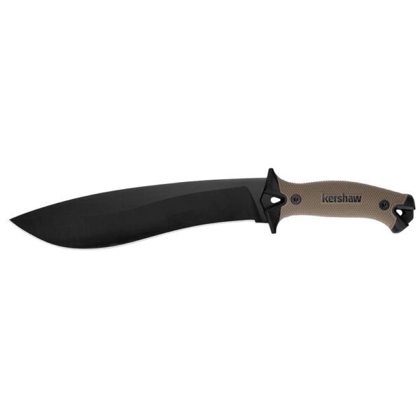 Kershaw Camp 10 Fixed Machete Knife 10″ Recurve Blade Tan and Black
