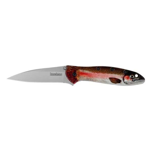 Kershaw Leek Folding Knife 3″ Drop Point Blade Rainbow Trout