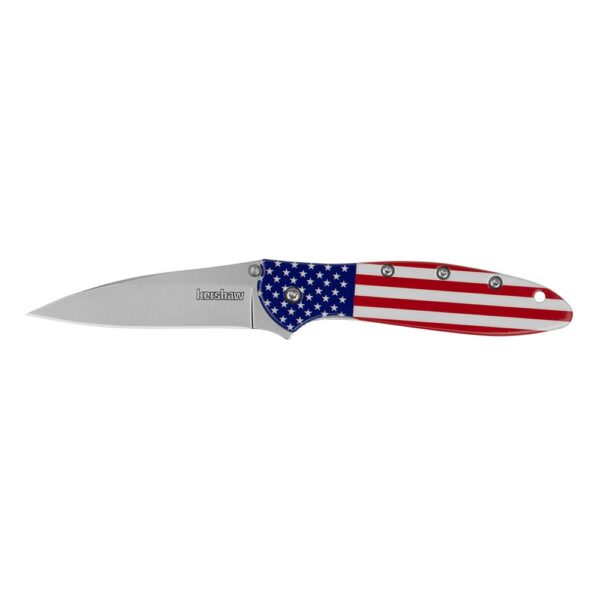 Kershaw Leek Folding Knife 3″ Drop Point Blade USA Flag