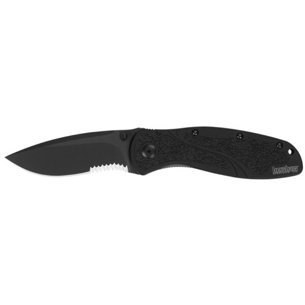 Kershaw Blur Semi Serrated Folding Knife 3-2/5″ Drop Point Blade Black