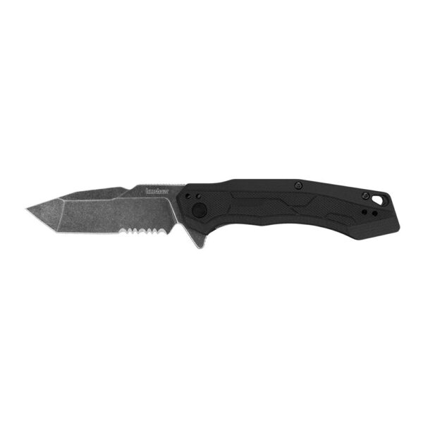 Kershaw Analyst Folding Knife 3-1/4″ Partially Serrated Tanto Blade Black