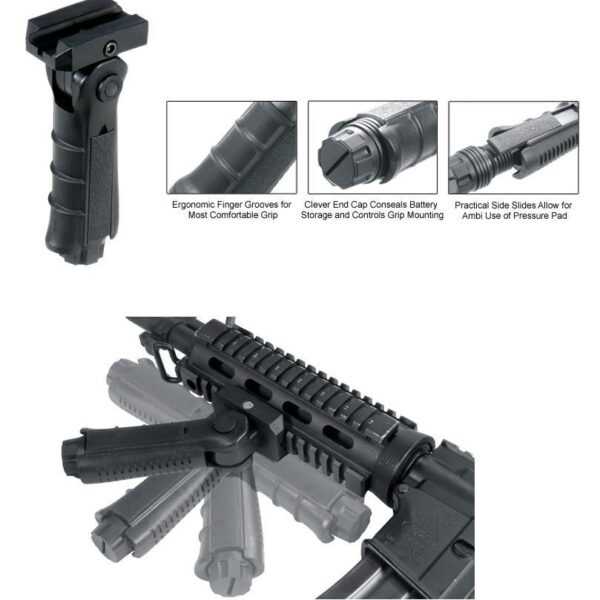 Leapers Ergonomic Ambidextrous 5-position Foldable Foregrip – Black