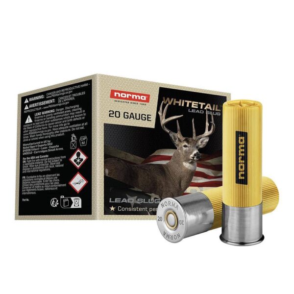Norma WhiteTail Shotshells 20ga 2-3/4″ 7/8oz 1345 fps Slug 25/ct