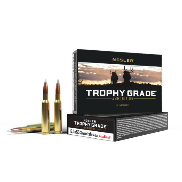 Nosler Accubond Trophy Grade Rifle Ammunition 6.5×55 Mauser 140 gr PT 2650 fps 20/ct