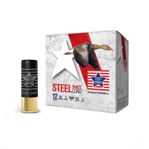 PPU Stars & Stripes Steel Shotshell 12ga 3”  1-1/8 oz 1500 fps #1 25/ct