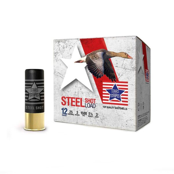 PPU Stars & Stripes Steel Shotshell 12ga 3”  1-1/8 oz 1500 fps #3 25/ct