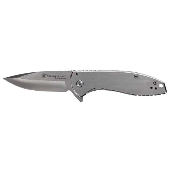 Smith & Wesson KT Executive Platinum Folding Knife 3″ Drop Point Blade Silver Box