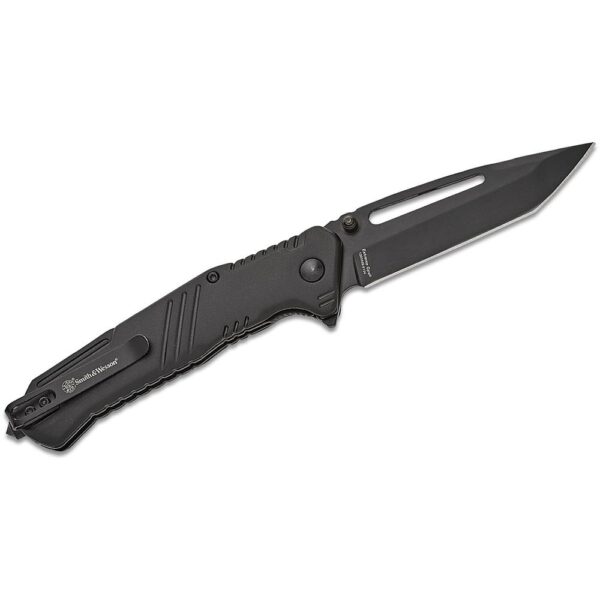 Smith & Wesson Extreme Ops Folding Knife 3-1/2″ Tanto Blade Black with Glass Breaker Box