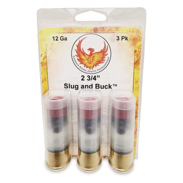 Phoenix Rising Slug & Buck Shotshell 12ga 2-3/4″ FSJ 7/8oz Slug & 6-00 Buckshot 1225 fps 3/ct