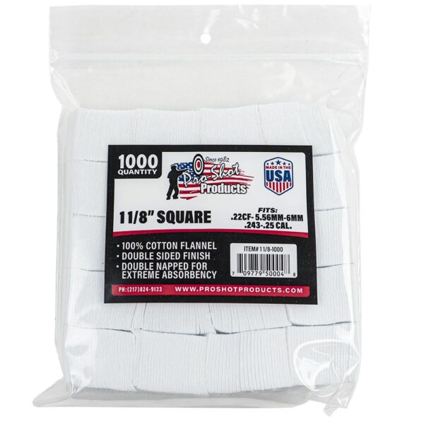 Pro-Shot 1 1/8″ Square 100% Cotton Patches 1000/ct