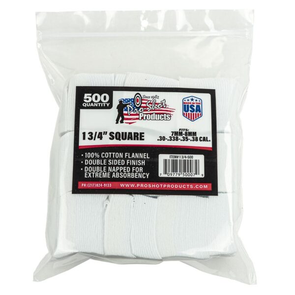 Pro-Shot 1 3/4″ Square 100% Cotton Patches 500/ct