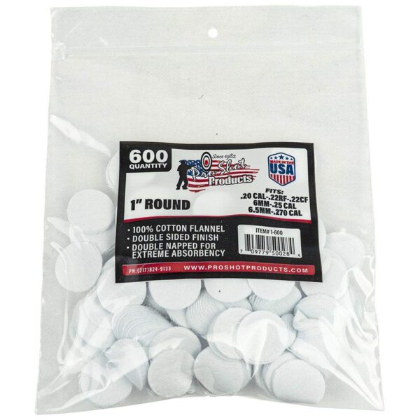 Pro-Shot 1″ Round 100% Cotton Patches 600/ct