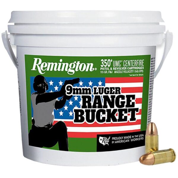 Remington UMC “Range Bucket” Ammunition 9mm Luger 115 gr FMJ 1145 fps 350/ct