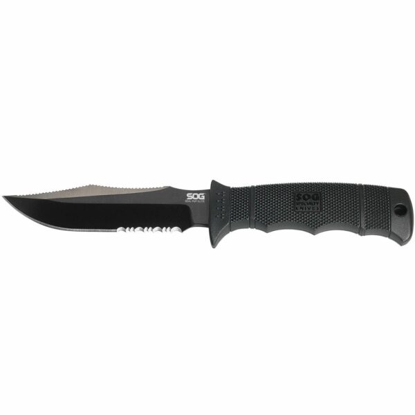 SOG SEAL Pup Elite Knife 4.85″ Partially Serrated Blade Black with Nylon Sheath