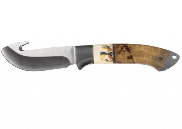Sarge Knives Terrain Fixed Blade Knife 3-1/2″ Gut Hook Wood & Stag