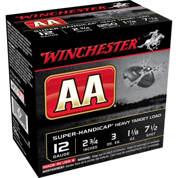 Winchester AA Target Shotshells 12ga 2-3/4″ 1-1/8oz 1250 fps #7.5 25/ct