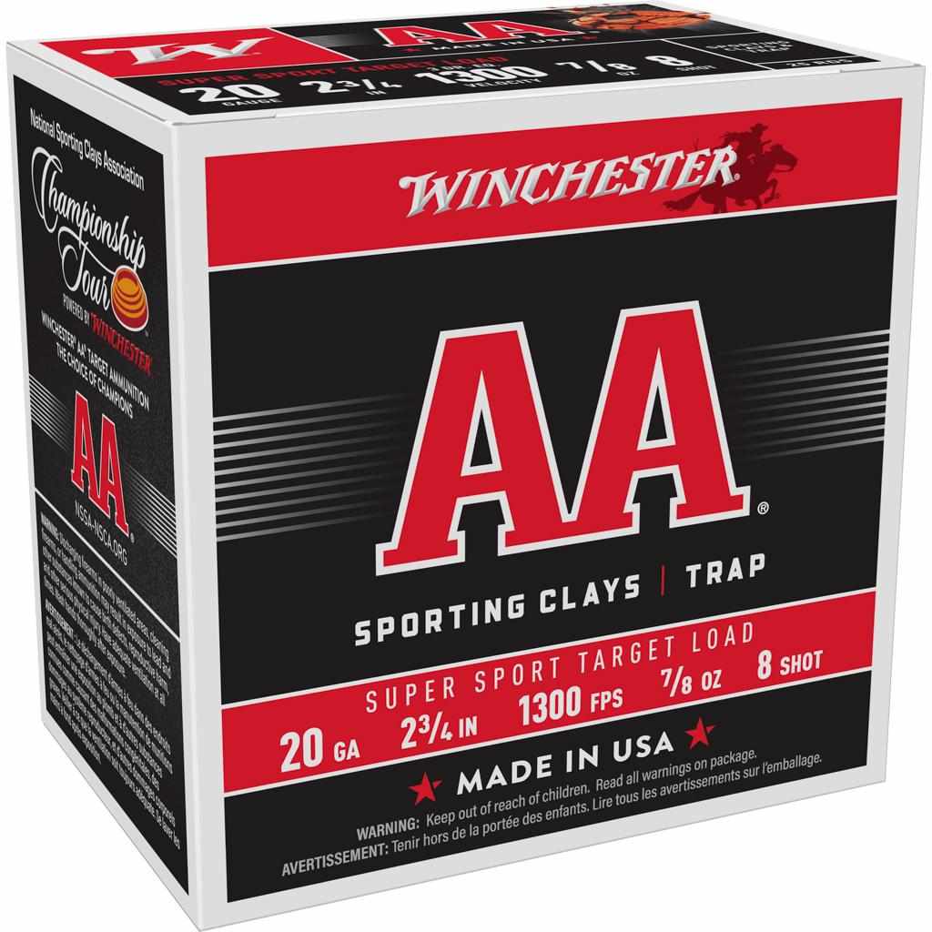 Winchester AA Super Sport 20 ga 2-3/4" 7/8 oz #8 1300 fps - 25/ct