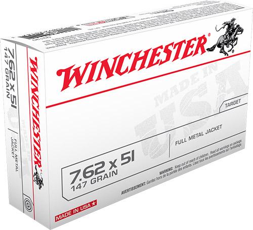 Winchester USA Rifle Ammunition 7.62 Nato 147 gr FMJ 20/ct