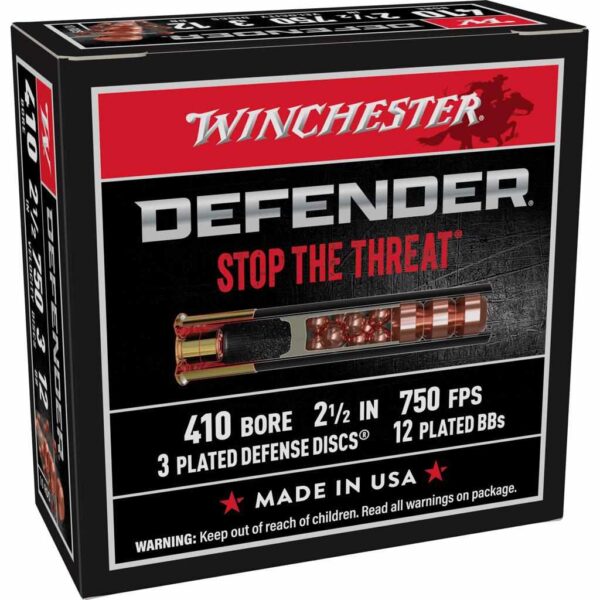 Winchester Supreme Elite PDX1 Personal Defense Shotgun Ammunition .410 ga 2 1/2″  3 disc 12 plts + Slug 750 fps 10/ct