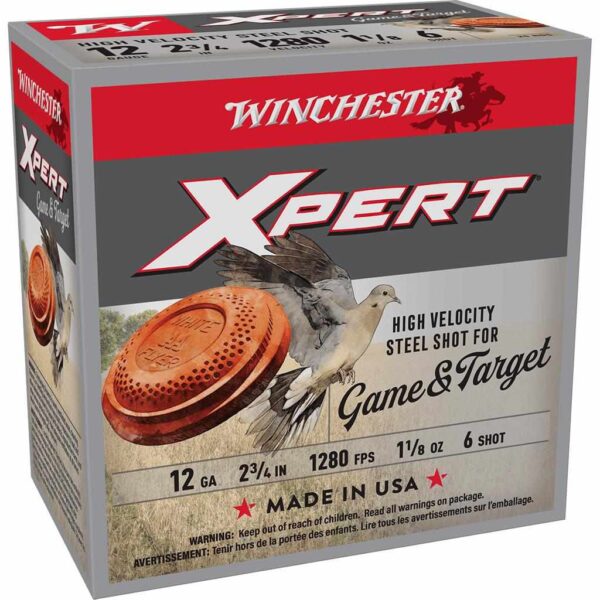 Winchester Xpert Steel Shotshells 12 ga 2-3/4″ 1-1/8 oz 1280 fps #6 25/ct
