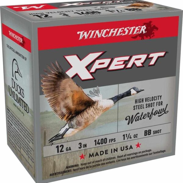 Winchester Xpert High-Velocity Steel Shotshells 12 ga 3″ 1-1/4 oz #BB 1400 fps 25/ct