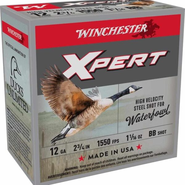 Winchester Xpert High Velocity Steel Shotshells 12 ga 2-3/4″ 1-1/16 oz 1550 fps #BB 25/ct