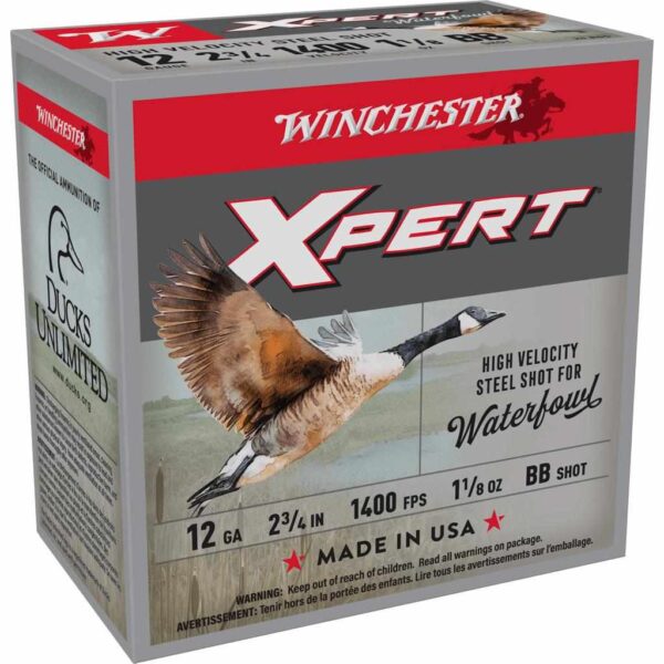Winchester Xpert High-Velocity Steel Shotshells 12 ga 2-3/4″ 1-1/8 oz 1400 fps #BB 25/ct