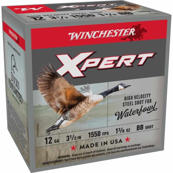 Winchester Xpert High Velocity Steel Shotshells 12 ga 3-1/2″ 1-3/8 oz 1550 fps #BB 25/ct