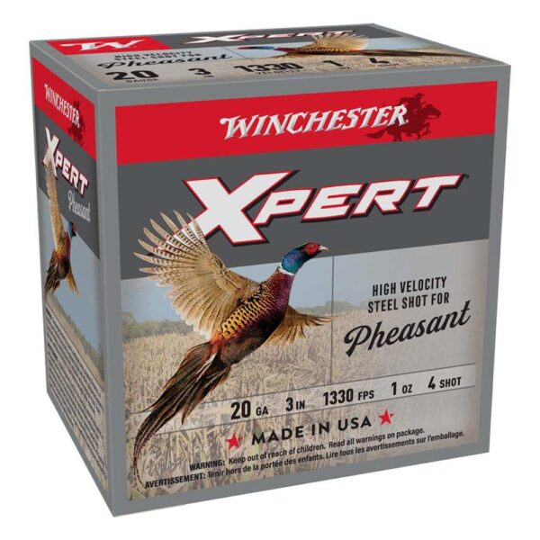 Winchester Xpert HV Steel Pheasant Shotshells 20 ga 3″ 1 oz 1330 fps #4 25/ct