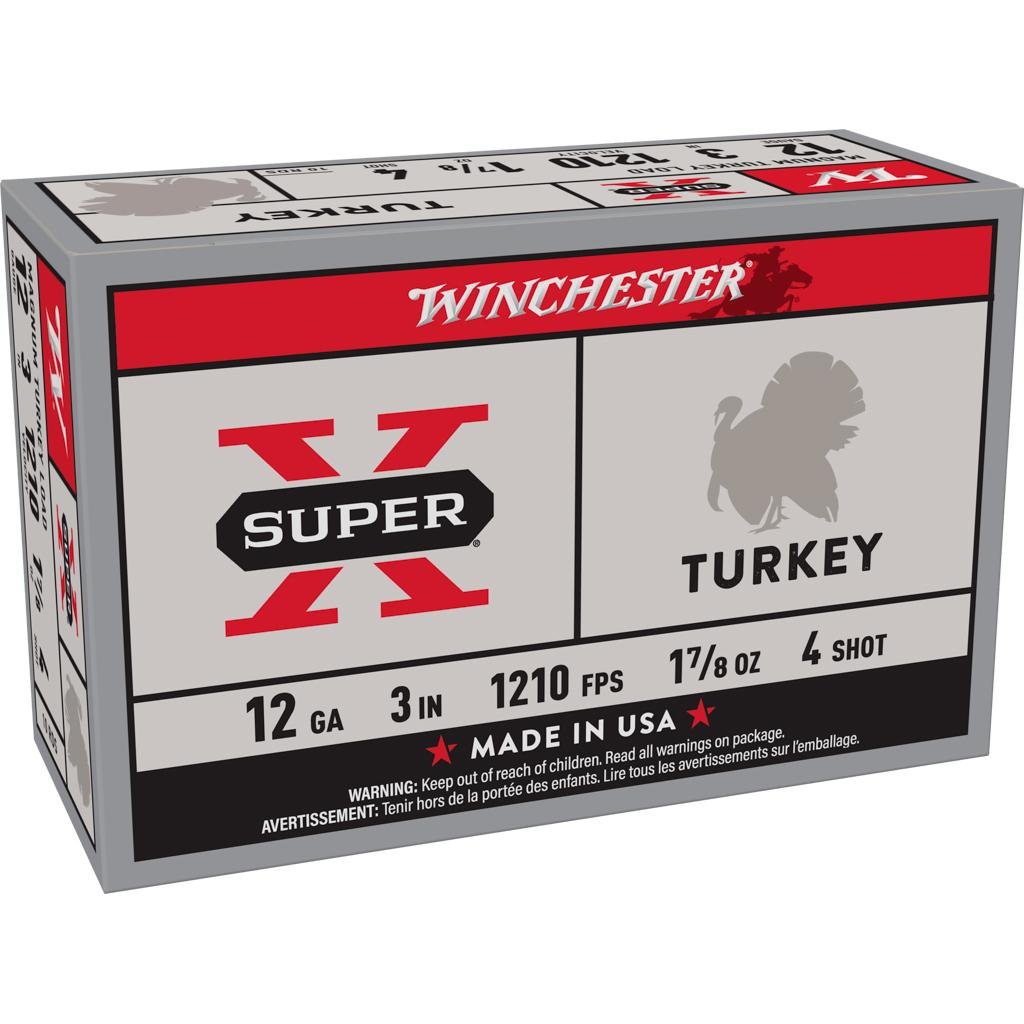 Winchester Super-X Turkey Loads Shotshells 12ga 3" 1-7/8 oz 1210 fps #4 10/ct